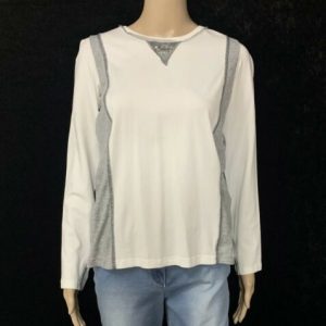 Just White Long Sleeved White/Grey T Shirt Size 38 ( Up To UK 12 )