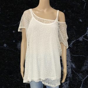Pamplemousse Two Part White Short Sleeved Top Size 12