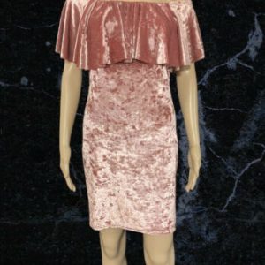 Off The Shoulder Pink Velour Bodycon Dress Size 12