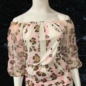 Jane Norman Animal Print Off the Shoulder Blouse Size 14