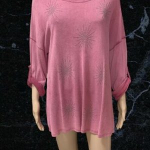 New Collection Cerise Jumper With Silver Detail One Size ( Up to Uk 14 )