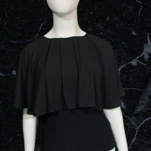 Black Top with Chiffon Shawl Overlay Size 14