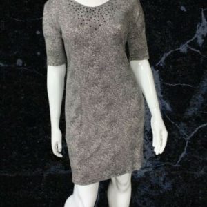 Yest Black/Vanilla Short Sleeved Diamonte Smock Dress Size 14