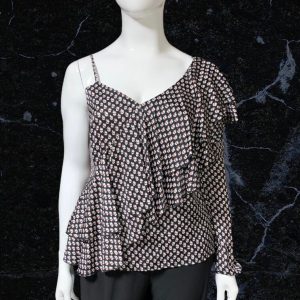 Next One Shoulder Patterned Rara Top Size 16