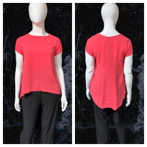 Just Me Cerise Short Sleeved Longline Top Size 16