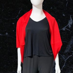 Cashmere Blend Red Shrug One Size