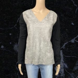 Twisted Muse Grey/Black Long Sleeved Top Size Small ( Up To Uk 12 )