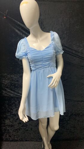 Shein Light Blue Ruched Top Skater Dress Size XS ( Up to Uk 8 ) - Variedby