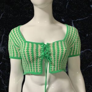 Zara Green/Cream Short Sleeved Cropped Cardigan Size M ( Up to Uk 12 )
