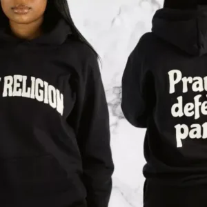 Black Slogan Hoodie Size Large ( Uk 12/14)
