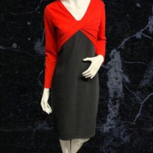 Homeyee Red/Black Knee Length Long Sleeved Dress Size 12