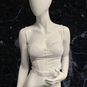 White Cropped Basque Top Size S ( Up To Uk 8)