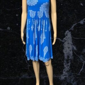 Blue/White Summer Dress With Geometric Detail Size 10/12