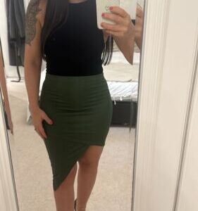 I-X London Khaki Asymmetrical Bodycon Skirt Size XS ( Uk 8 )