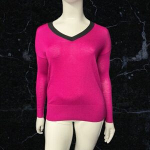 Ruth Langsford Cerise & Black V Neck Jumper Size Xs ( Uk 14/16 )
