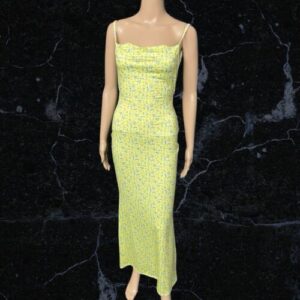 Lime Green Ditsy Floral Maxi Dress Size M ( Up To Uk 10 )
