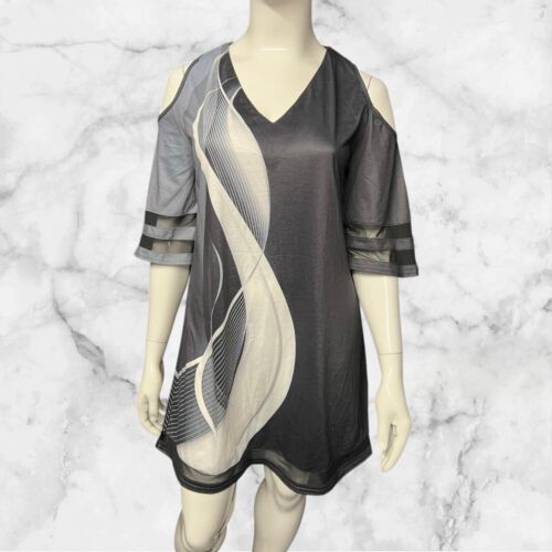 Chic Me Black/Mesh Cold Shoulder A Line Dress - Variedby