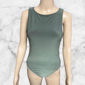 Missguided Khaki Seam Free Racer Neck Bodysuit Size 14