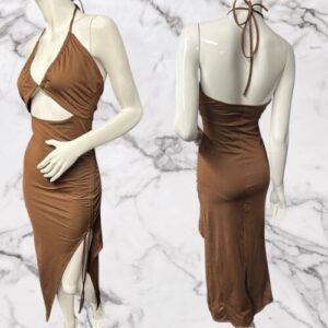 Chocolate Cut Out Bodycon Dress Size M ( Uk 10)