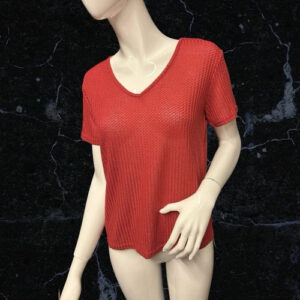Emery Rose Red Waffle Short Sleeved Top Size S ( Uk 10 )