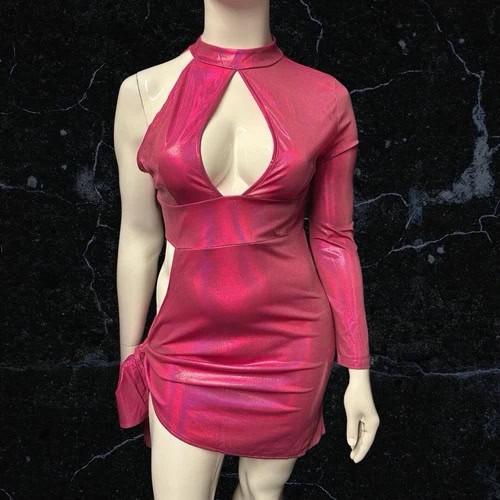 Shein Metallic Pink Cutout Bodycon Dress Size L ( Uk 12/14 ) - Variedby