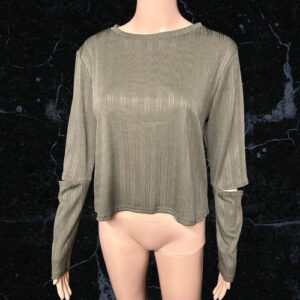 Rocco Fashion Khaki Split Sleeve Top Size 12
