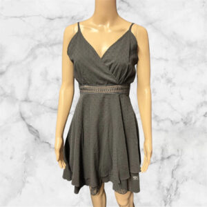 Black Layered Skater Dress With Spaghetti Straps Size S ( Uk 8 )