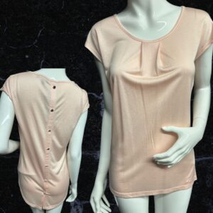 Marble Baby Pink T Shirt with Back Button Detail Size XS ( Up to UK 10)