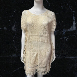 Cream Ivory Stissi Crochet Poncho/Cover Up One Size ( Fits Up To Uk 12)