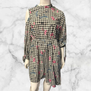 Simply Be Black Gingham Cold Shoulder Dress Size 18