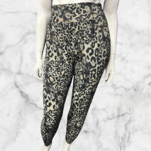 Leopard Print High Waisted Trousers Size M/L ( Uk 14 )