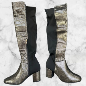 Kelsi Knee High Gun Metal And Black Boots Size 5
