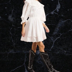 Very White Embroidered Cotton Mini Skater Dress Size 18