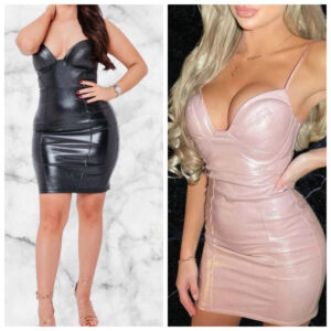 Just Your Outfit/ Infinity Paris Glitter Bralette Pleather Bodycon Dress