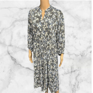 Next Collarless Patterned Midi Dress Size M / Uk 12