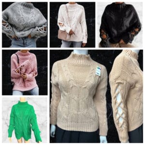 New Collection/J5 Fashion Braided Sleeve Chunky Jumper One Size
