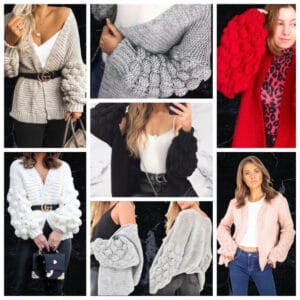 J5 Fashion Bubble Sleeve Cardigan One Size ( Uk 8 - 14 )