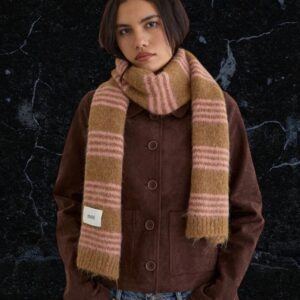 Motel Pink Stripe Wool Brushed Knit Scarf