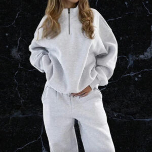 Shein Light Grey Marl Zip Necked Tracksuit Size XS ( Uk 6 )