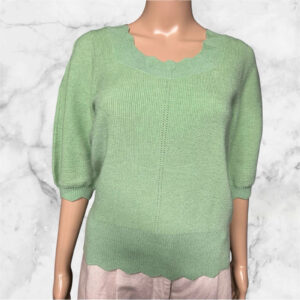 BNWT Dannii Minogue Petite Scallop Neck Green Half Sleeve Jumper Size S(Uk 8/10)