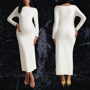 Shein White Long Sleeved Bodycon Dress Size XL ( Uk 16 )