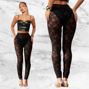 Missguided Black Lace Leggings Size 10